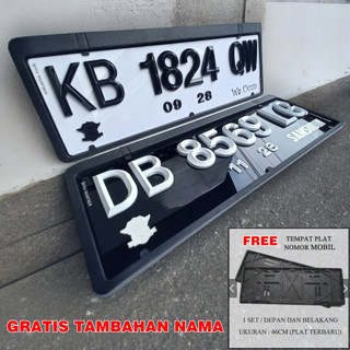 Plat Nomor Mobil Akrilik Timbul Cover HITAM - Lancip Segi 5