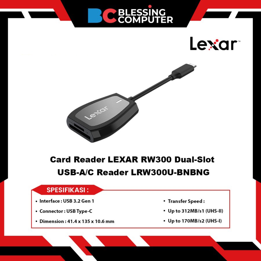 เครื่องอ่านการ์ด LEXAR PROFESSIONAL Dual Slot USB 3.2 Type-C LRW470U-RNHNG
