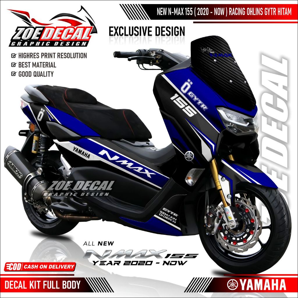 ใหม่ล่าสุด สติ๊กเกอร์ดีคอลตัวเต็ม YAMAHA NMAX 155 OOHLINSS MOTIF GYTR