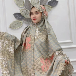 Allfarizi | Mukena Travel Mini 2in1 Aliza Katun Motif Free Tas Pouch Terbaru