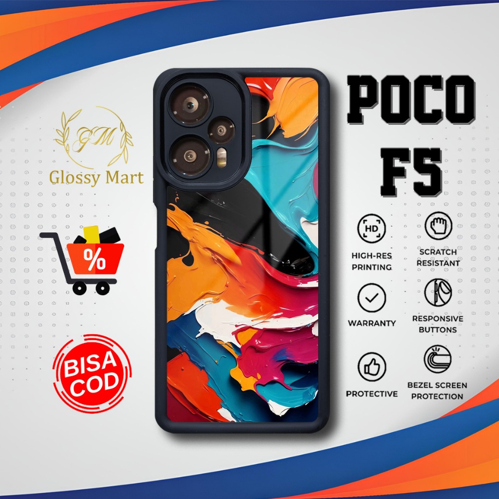 เคส P0C0 F5 ล่าสุด - P0C0 F5 - Color Paint Motif - เคส Premium Glossy Softcase Hardcase Material - P