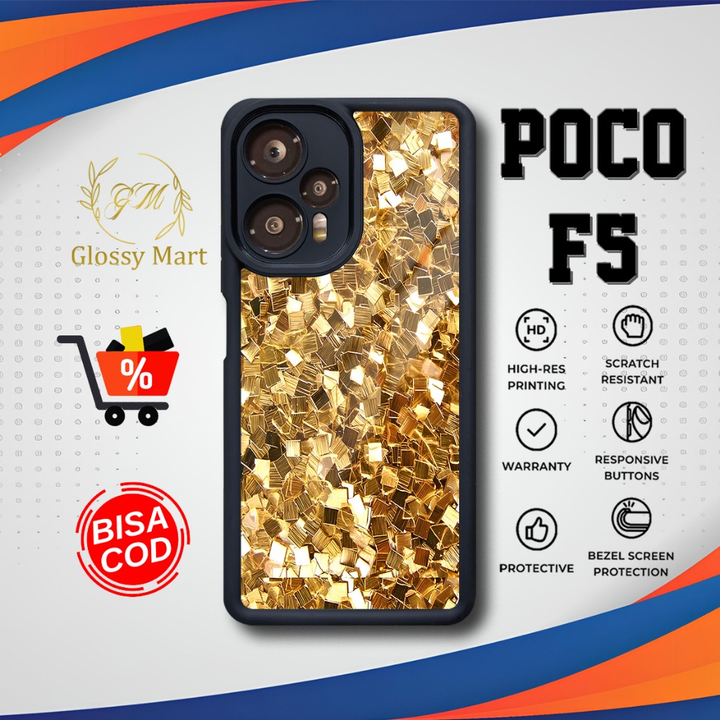 เคส P0C0 F5 ล่าสุด - P0C0 F5 - Golden Motif - เคส Softcase Glossy Premium - P0C0 Glossy Mart Case