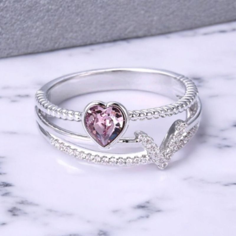 แหวน Swarovski Element V Lilac สีม่วง ขนาด 6 & 9