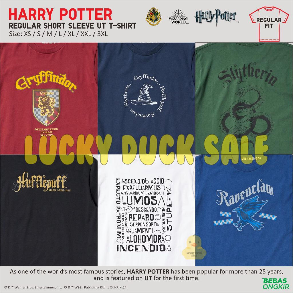 เสื้อยืดปกติ Harry Potter Gryffindor UT Harry Potter Slytherin Hogwarts UT เสื้อ UNIQLO Harry Poter