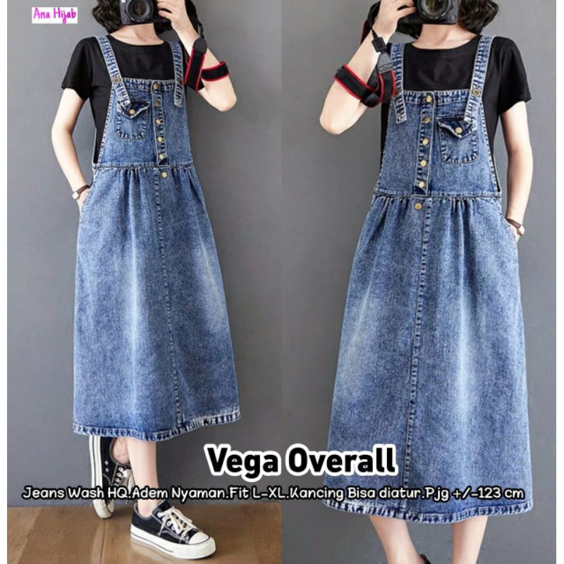 VEGA OVERALL JEANS WASH HQ COOL ปุ่มที่ใส่สบายสามารถเป็น ADJUSTED LENGTH 123 CM