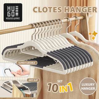 HUGO Hanger Gantungan Baju Dewasa Gantungan Baju Anti Slip Isi 10 Pcs Hanger dengan Karet Bahan Tebal