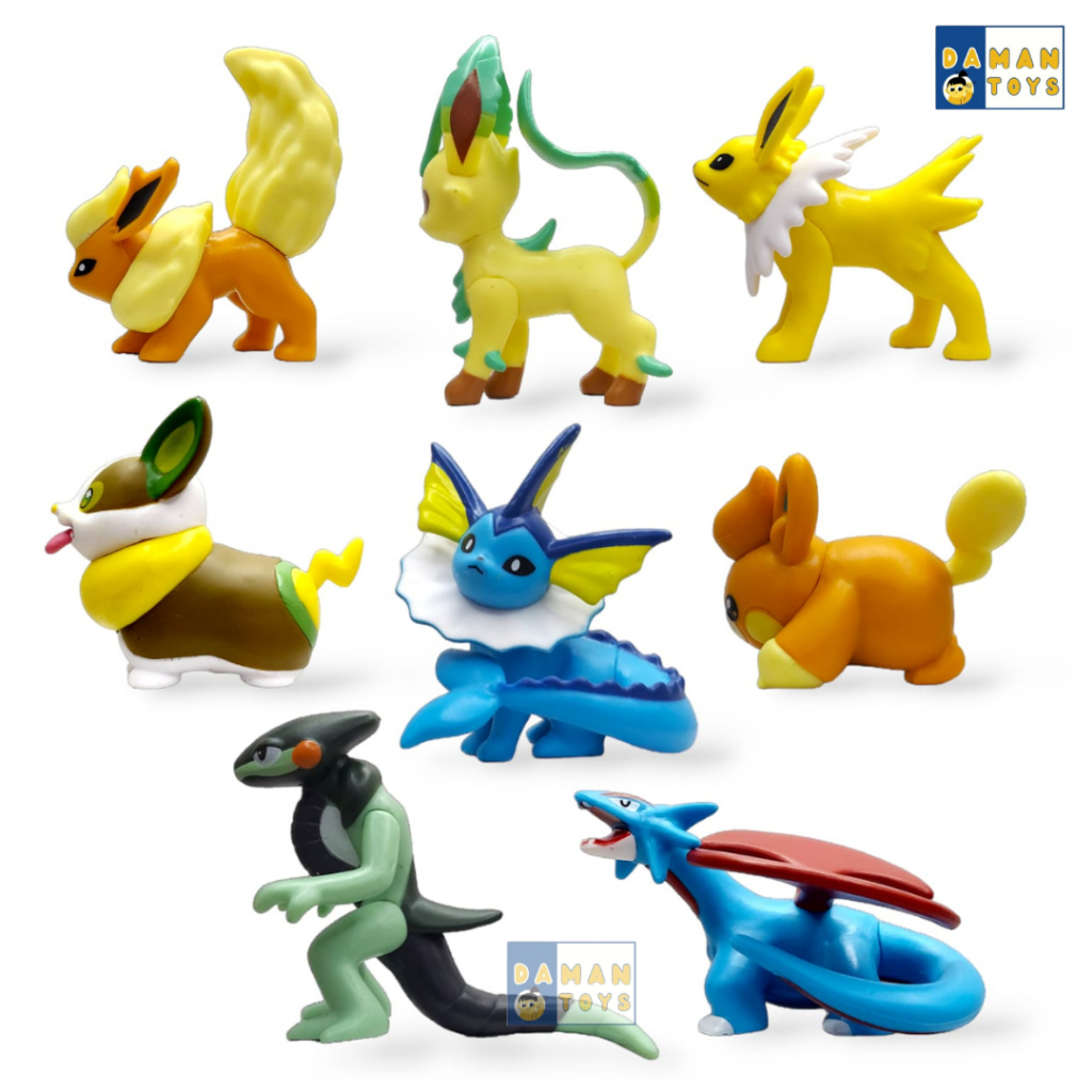 ชุดฟิกเกอร์ Pokemon Salamence Vaporeon Eevee Yamper Flareon Leafeon Jolteon Pawmi Cyclizar