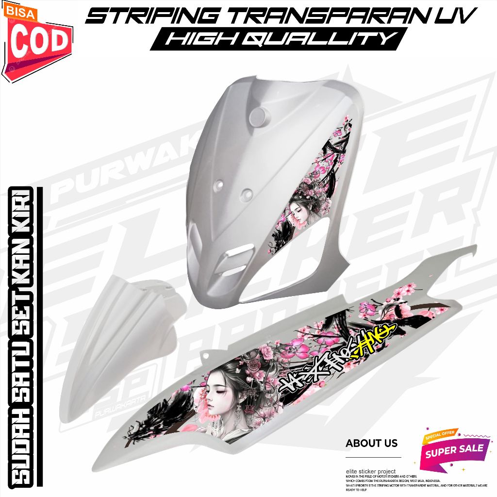 แถบสะท้อนแสง YAMAHA MIO SPORTY / MIO SMILE STICKER COOL JAPANESE SAKURA FLOWER MOTIF