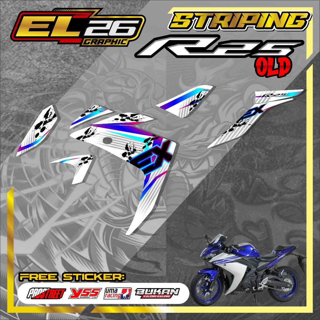 สติ๊กเกอร์ 540 แถบ YAMAHA R25 OLD - สติ๊กเกอร์ YAMAHA R25 OLD ABSTRACT MOTIF
