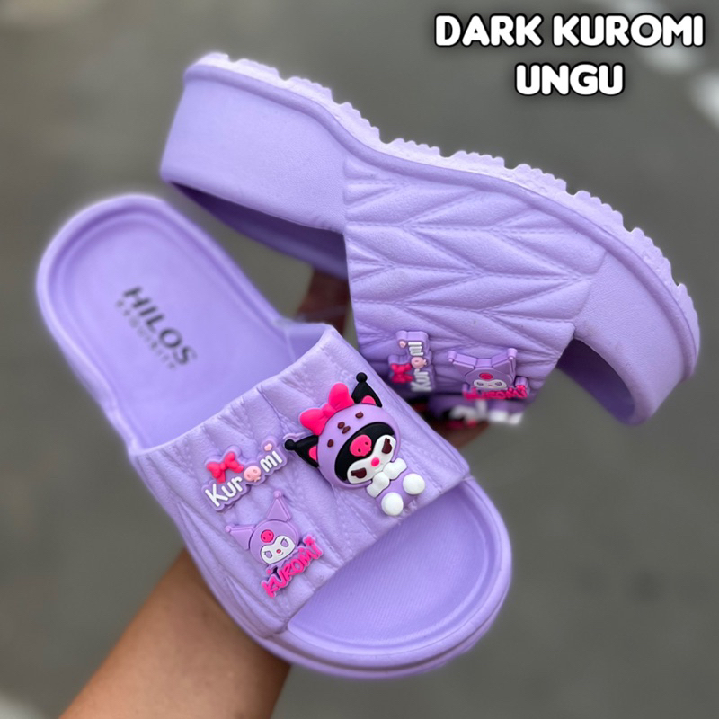 Wedges DARK KUROMI รองเท้าแตะสําหรับเด็กผู้หญิง