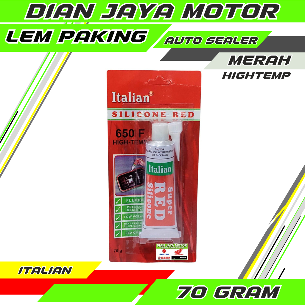 Italian Red sealer 70 gram Super Autosealer Otosiler Gasket Lem Paking anti panas lem Gasket Paking 