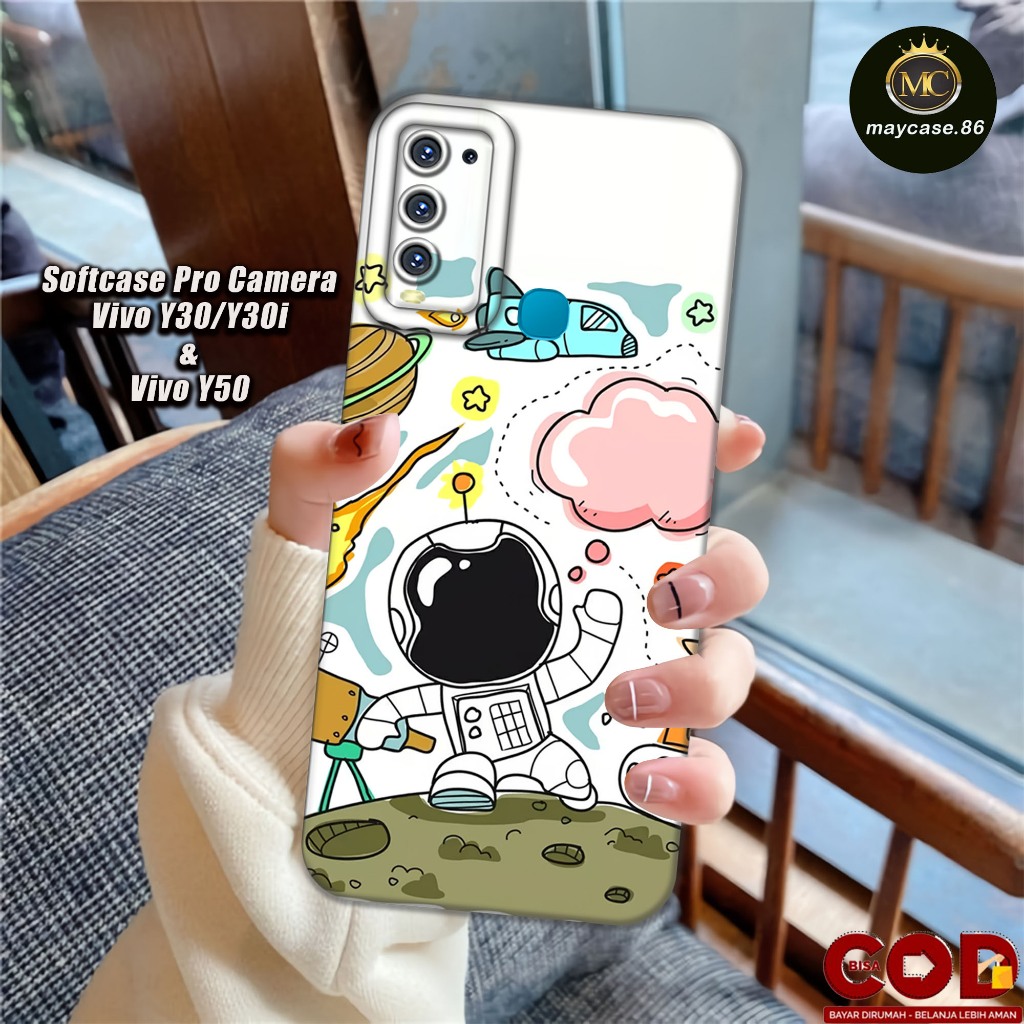 Softcase VIVO Y30/ Y30i/ Y50 4G 2020 ซิลิโคน Pro ปลอกกล้องยางสีดํายืดหยุ่นและหนา - ตัวป้องกันกล้อง H