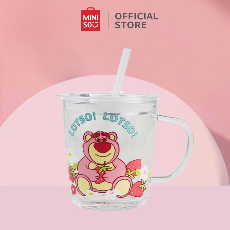 Miniso lotso ถ้วยแก้วพร้อมหลอด/Miniso lotso ถ้วยแก้วพร้อมหลอด