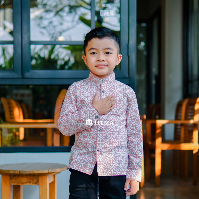 KAMEJA BATIK HUZA - BOYS LONG-SLEEVED BATIK SHIRT, CHILDRENS AXCEL SHIRT, SK LIS
