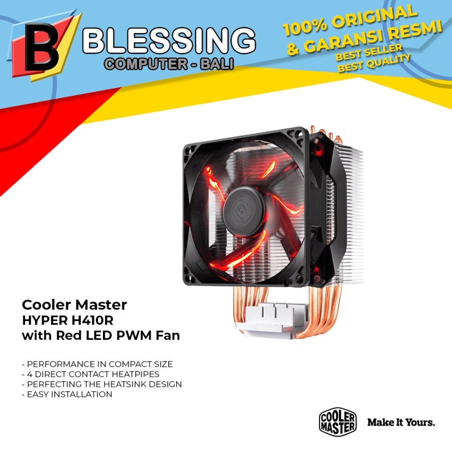 Cooler Master HYPER H410R พร้อมพัดลม LED PWM สีแดง (RR-H410-20PK-R1)