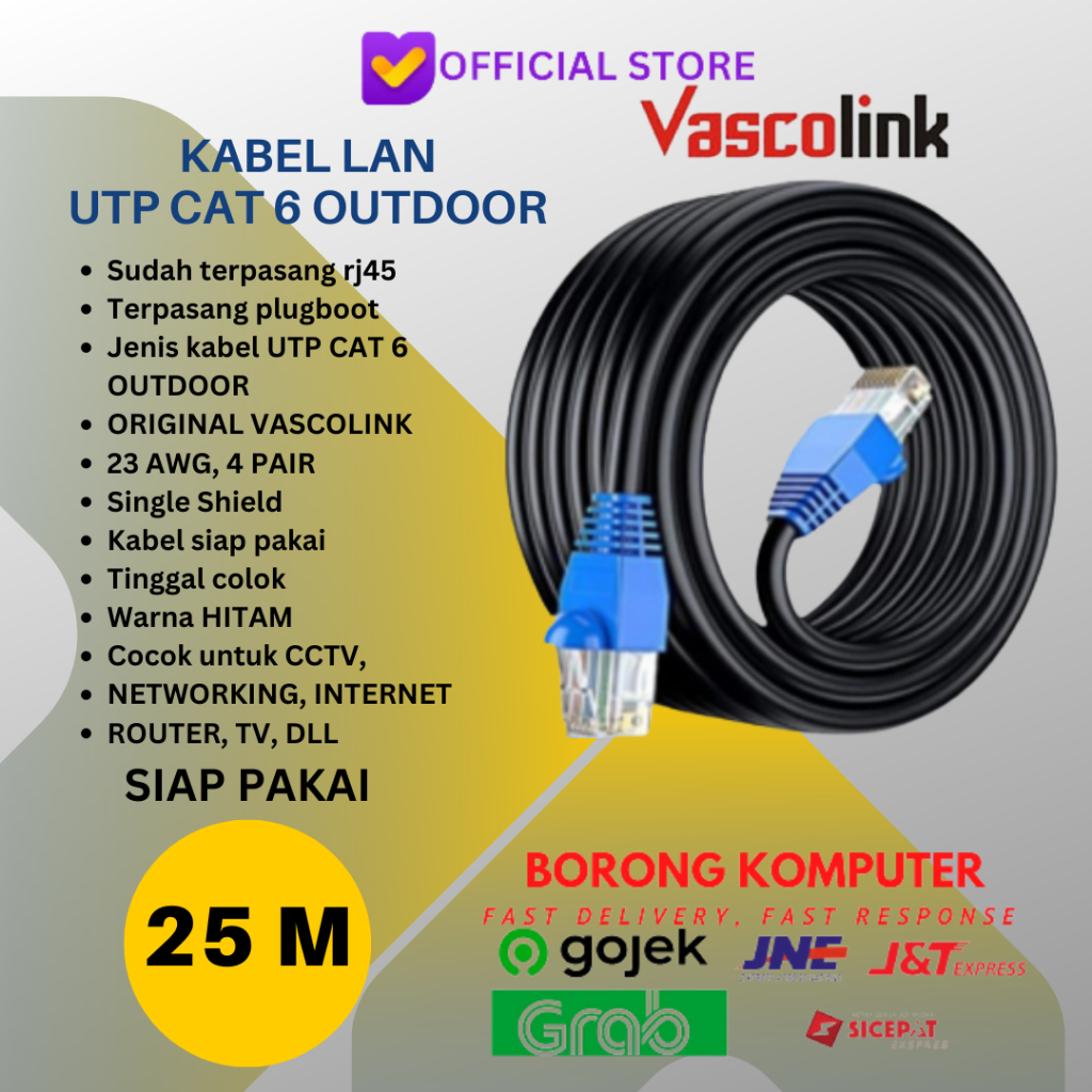 VISCOLINK CAT6 25M OUTDOOR UTP CAT 6 สาย LAN พร้อมใช้งาน