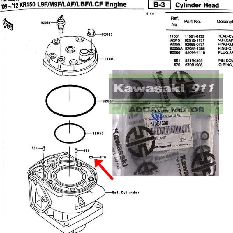 ORING EMBEDDED BOLT / O RING HEAD EMBEDDED BOLT NINJA R / SS / RR ORIGINAL KAWASAKI 670B1508