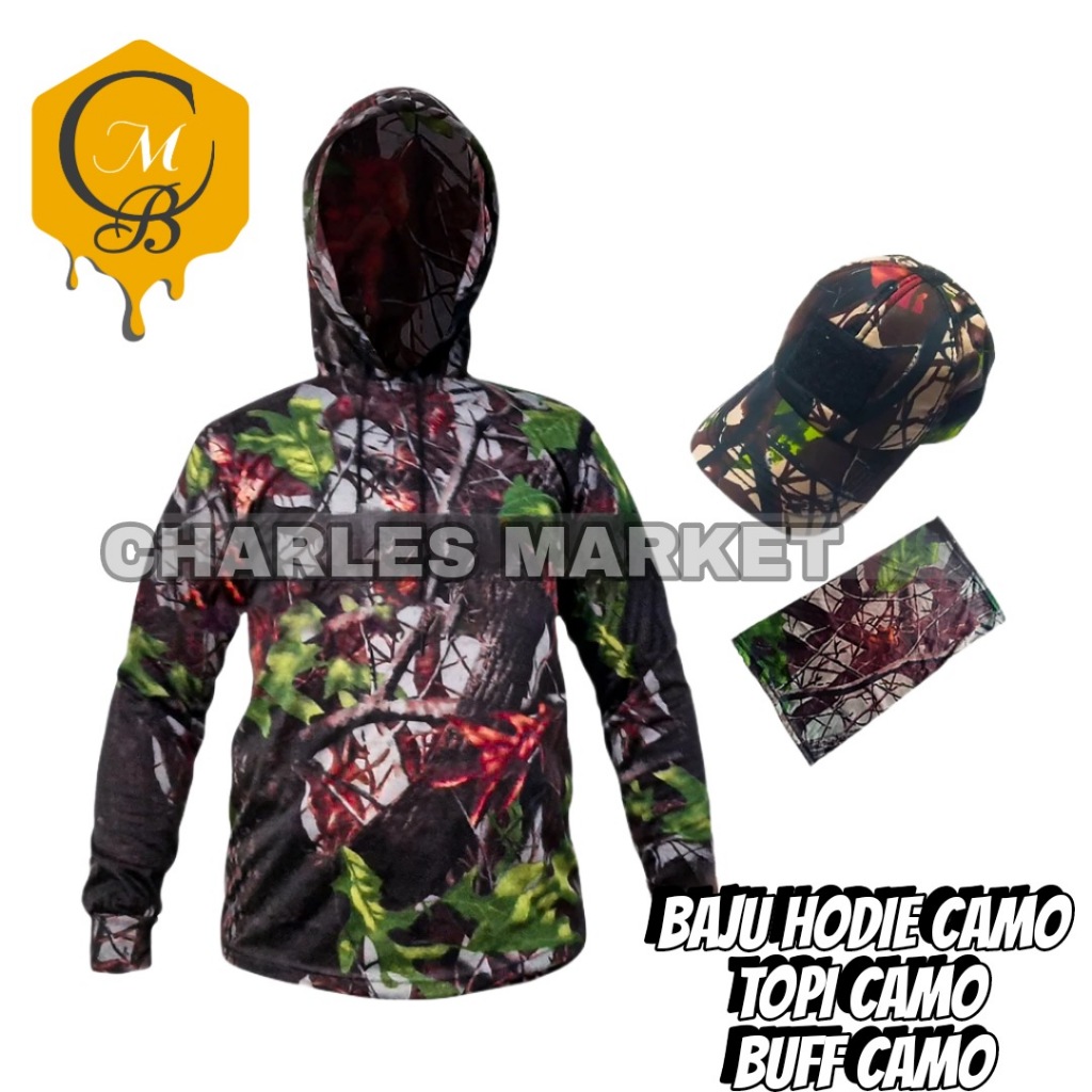 CAMO HODIE HAT AND BUFF SET - CAMO PANTS AND HODIE SET - PERBAKIN CAMO SET