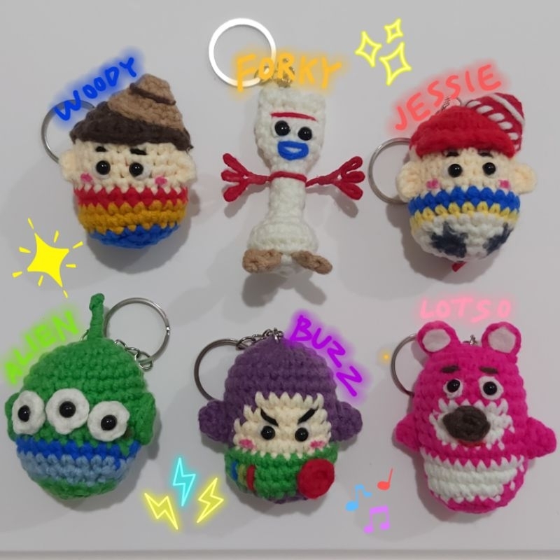 ตุ๊กตาถัก GUNGAN Toy Story | พวงกุญแจโครเชต์ Toy Story Amigrumi | พวงกุญแจถัก | เสน่ห์กระเป๋า