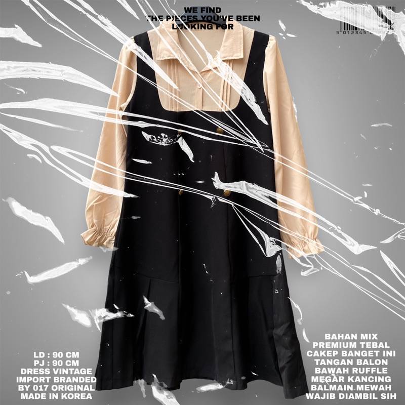 KOREAN DRESS/PREMIUM IMPORTED DRESS/KOREAN LOOK OFFICE DRESS/สไตล์ KOREAN/IMPORTED A-LINE DRESS/สีดํ