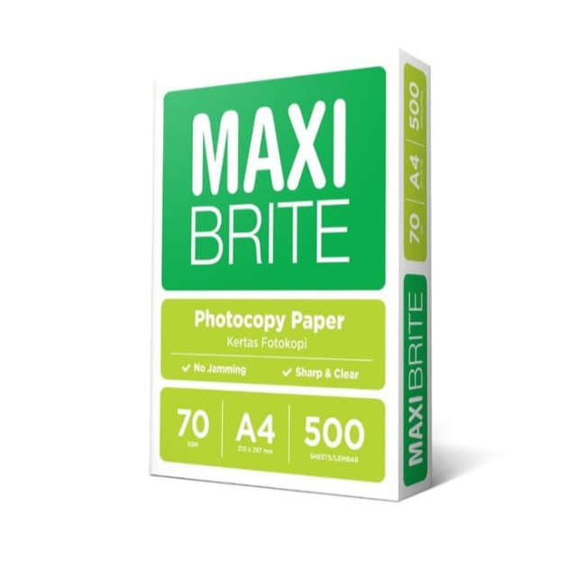 MAXIBRITE A4 70 GRAM HVS PAPER 1 RIM CONTAINS 500 แผ่นสีขาว COPIER PHOTOCOPY PRINT