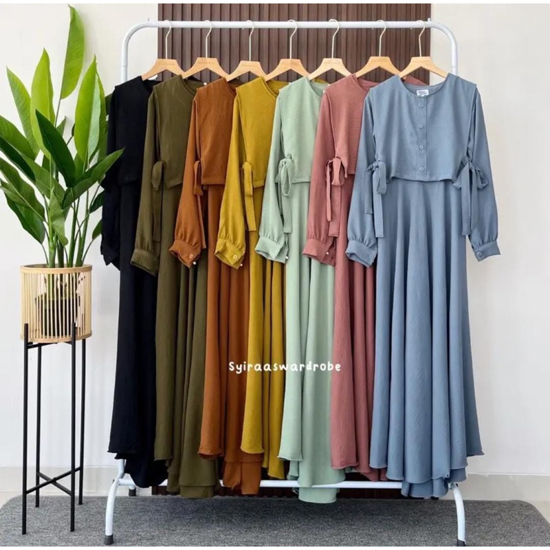 Zahra VEST MAXY DRESS CRINGKEL AIRFLOW ขนาด SML-XL-JUMBO
