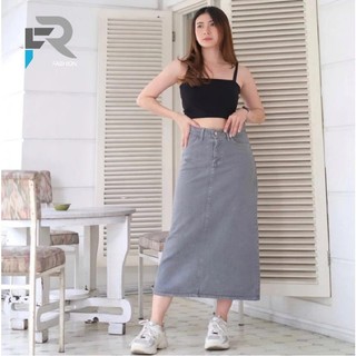Rok Jeans Highwaist A-Line Panjang 7/8 - Basic Skirt Jeans 780 || Rok Jeans Wanita Korean Style Terbaru - Rok Span