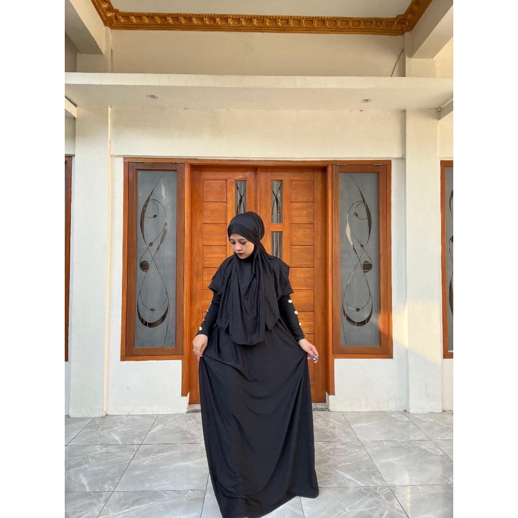 Hitam Aca_0303 Abaya papati/เม็กซิกัน Abaya Gamis ชุด Hijab Premium Jersey วัสดุล่าสุด 2024/หนาจัมโบ