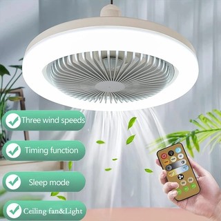 Lampu Kipas AC E27 50Watt Plafon Remote control LED Lampu kipas ruang tamu 2in1