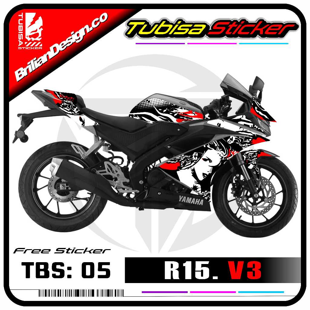 Yamaha R15 V3 Striping Sticker - R15 V3 Motorcycle Variation Striping Sticker Shark Motif. TBS.05