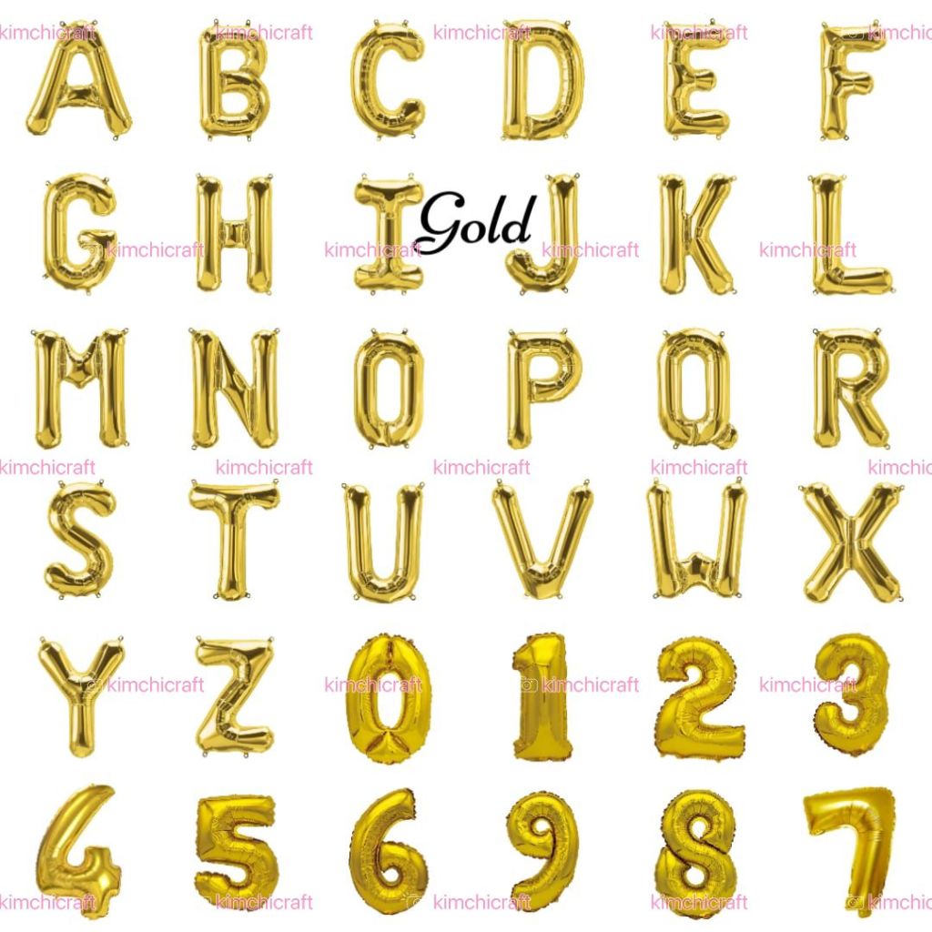 40 ซม.LETTER & NUMBER FOIL BALLOONS / GOLD & SILVER LETTER FOIL BALLOONS / BIRTHDAY BALLOONS FOR ALL