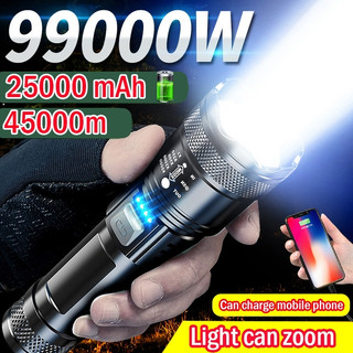 Rechargeable Senter LED Super Terang 10000 Lumens Jarak Jauh Ringan Tahan Air IPX4 Zoom Senter Swat Police Terbaik