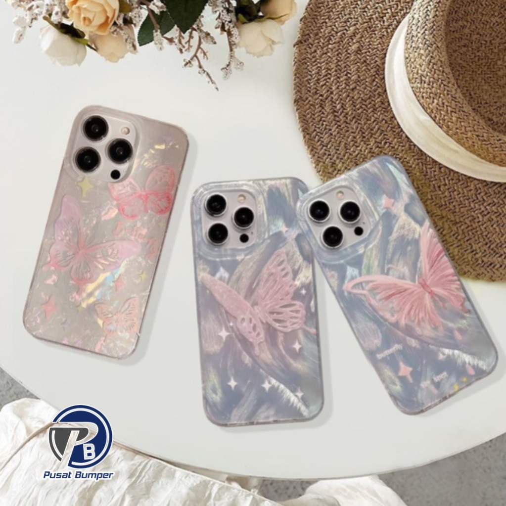 Ss945 ใหม่ Clarity Swirl กรณีผีเสื้อสีชมพู Hardcase ปลอก Hp สําหรับ Xiaomi Redmi หมายเหตุ 7 8 9 10 1