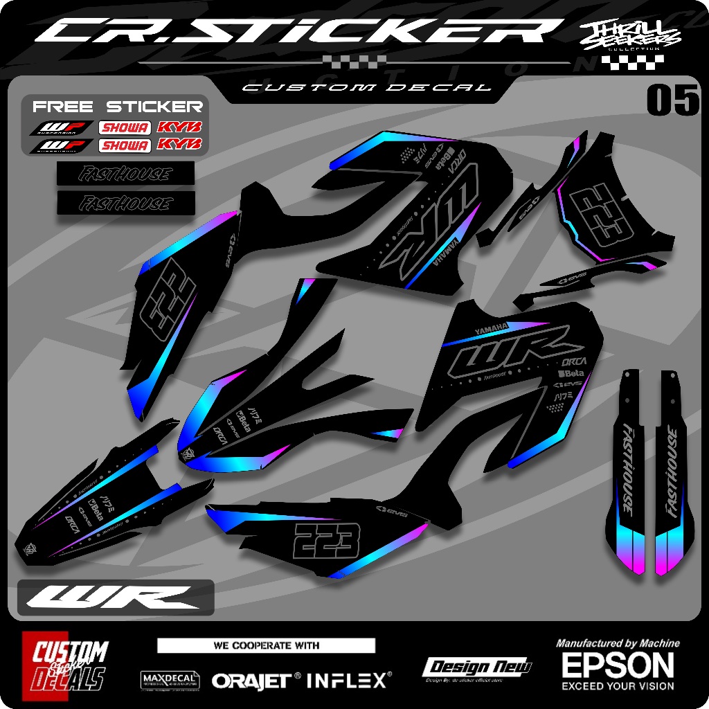 Decal WR 155 Full body Supermoto Free Custom - สติ๊กเกอร์รูปลอก Motor Cross Yamaha WR 155 Cool Gradient Design Motif