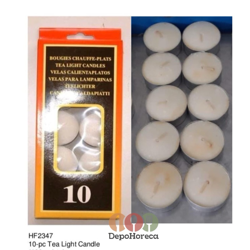 LILIN Tea Light Candle / Lighting Fire Candle / 1 แพ็คกล่อง 10 เทียน / เทียนบุฟเฟ่ต์ / เทียนบําบัดอโ