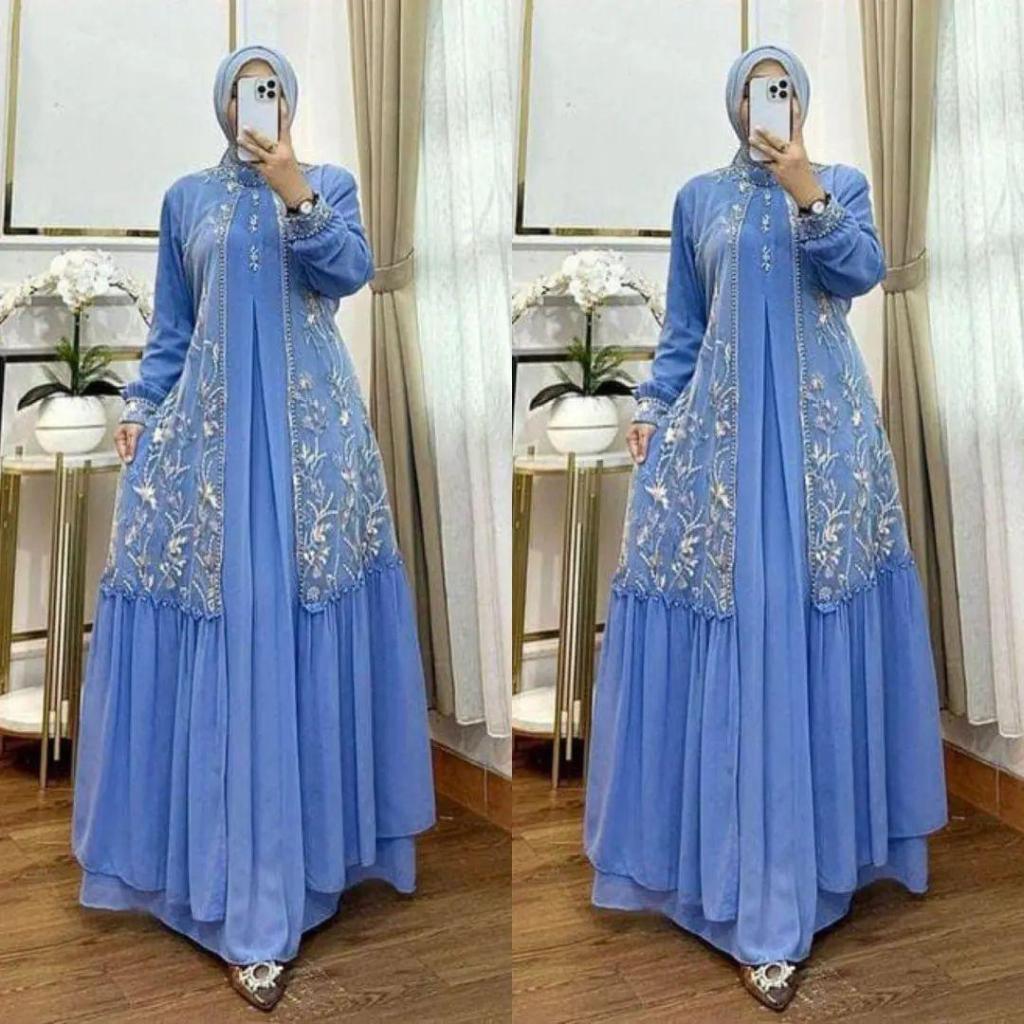 Gamis Lebara 2026 คําเชิญผู้หญิงหรูหราBju Moslemผู้ใหญ่ผู้หญิงGmisวัยรุ่นGas Gamos Longdress Gamos G