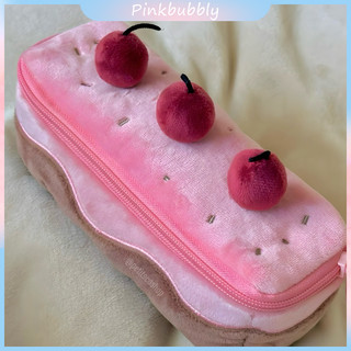 Pinkbubbly.Ready Cherry Cake Pencil Case Ins Cake Pen Tas Cute Cherry Girl Heart High -Value Student Large -kapacity Pencil Box Bag Tas Teks tempat pensil aesthetic angoo