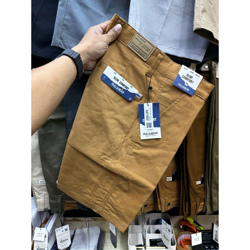 กางเกงขาสั้น Realpict Mustard pull and bear Chino