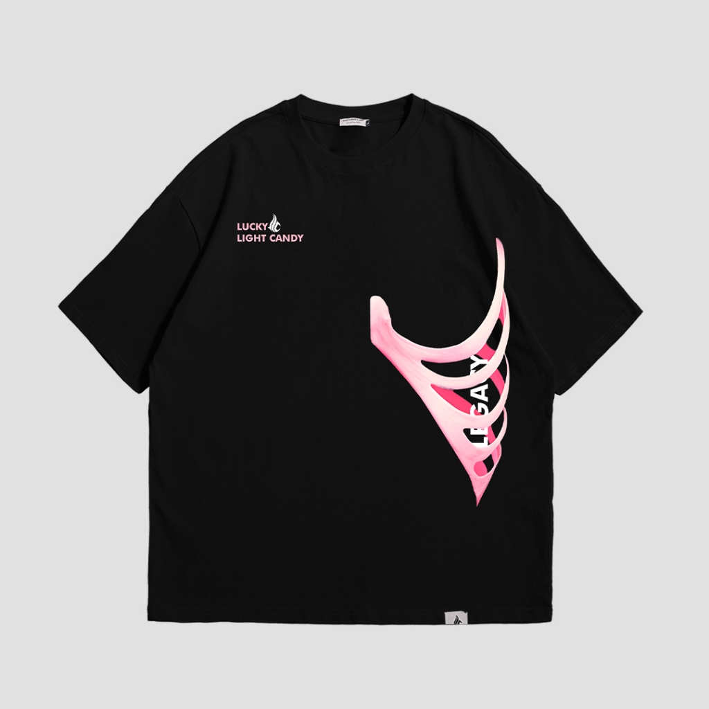 Lucky Light Candy - Bone Voyage (เสื้อยืดสีดํา / โอเวอร์ไซส์)