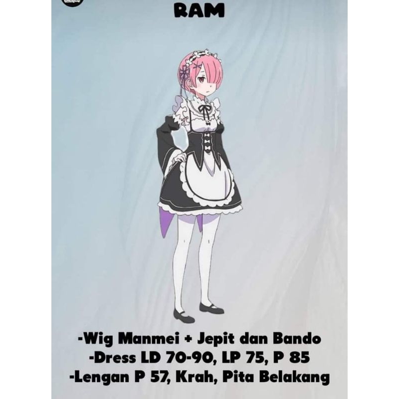 Ram rezero rezero ครบชุดและวิกผมคอสเพลย์