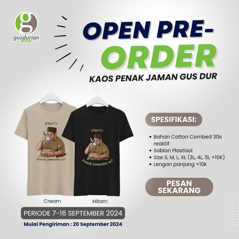 เสื้อยืด Gus Dur "Gus Durs Pendek Jaman"