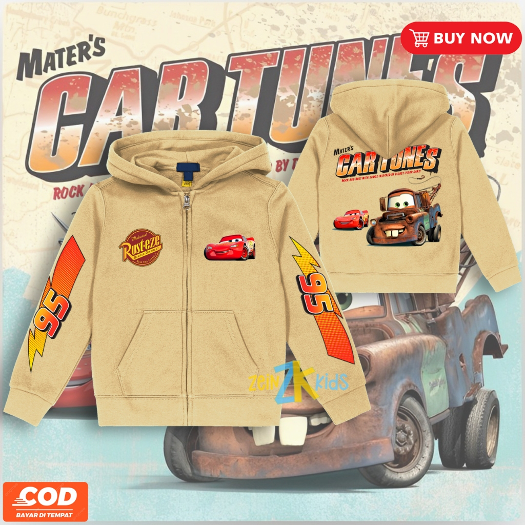 Lightning Mcqueen & Tow Mater เสื้อฮู้ดเด็ก / รถยนต์ Mcqueen เสื้อแจ็คเก็ตเด็ก