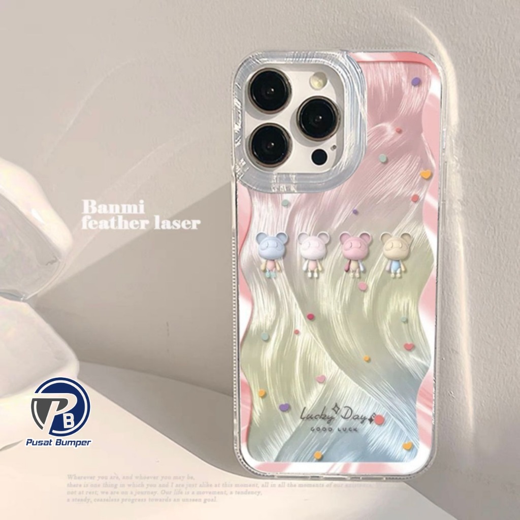 SS949 Softcase ซิลิโคน Feather กรณี Lucky Day Bear ปลอก Hp สําหรับ Xiaomi redmi 15T A5 14C POCO C75 