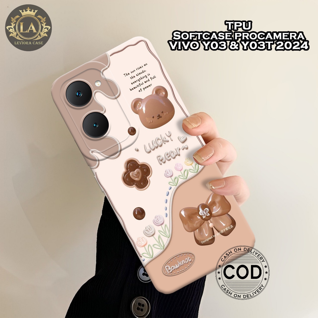 เคส VIVO Y03 / Y03T 2024 ล่าสุด - เคส Leviora - เคสแฟชั่น หมีน่ารัก - เคส VIVO Y03 / Y03T Softcase -