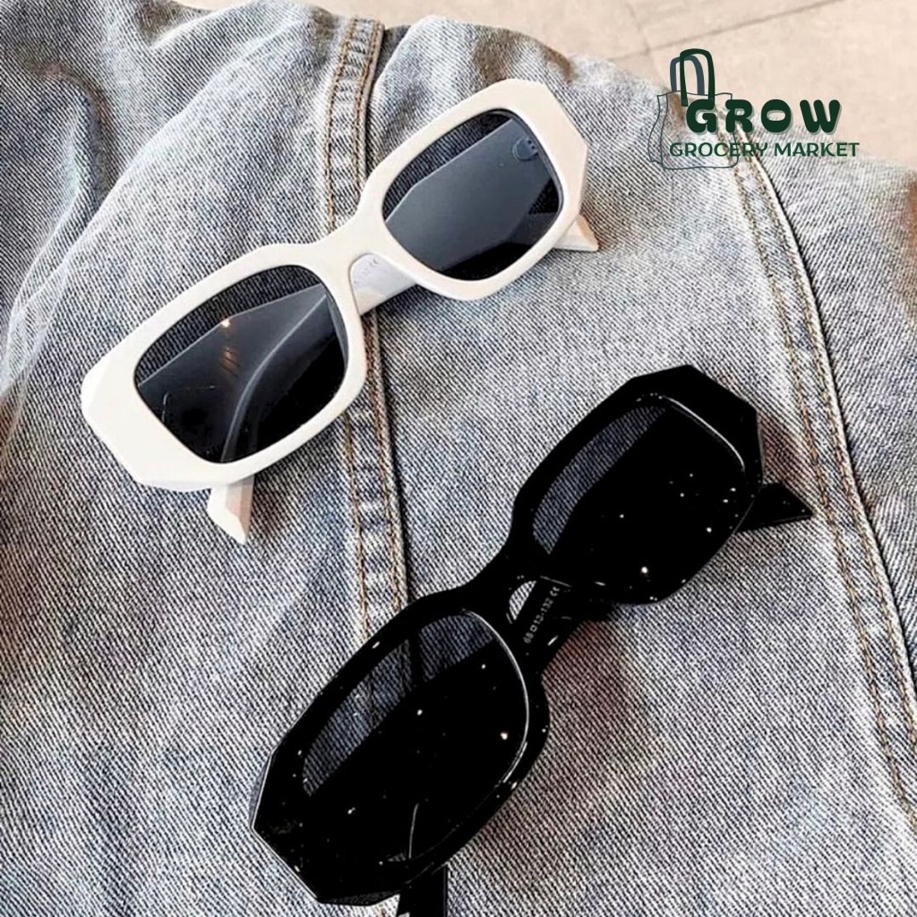(Prada Inspired) แว่นกันแดดตาแฟชั่นย้อนยุคสําหรับผู้หญิงและผู้ชาย UV400 กรอบแว่นตาไม่สม่ําเสมอ