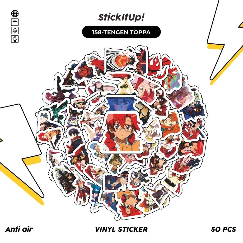 50 ชิ้นสติกเกอร์แพ็ค Anime Motif Tengen Toppa Gurren Lagan น่ารักความงามไวนิลกันน้ําสําหรับ Freebies