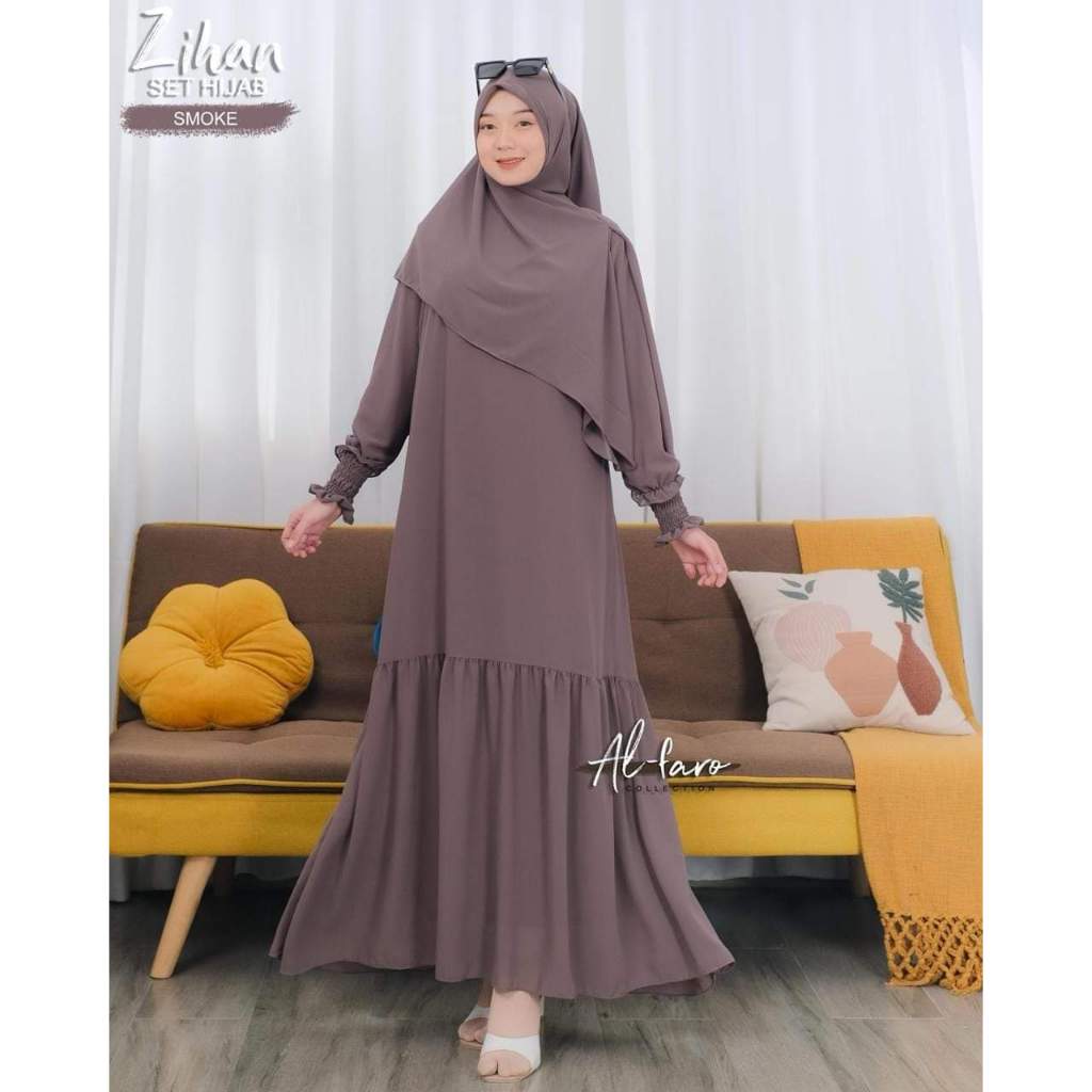 ZIHAN GAMIS SET HIJAB DRESS BY ALFARO / PLAIN HIJAB GAMIS SET