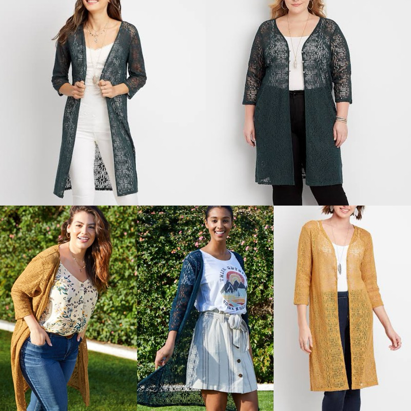 WOMENS TRANSPARENT BRUCADE CARDIGAN 3/4 SLEEVE SIZE (S-4X) A74