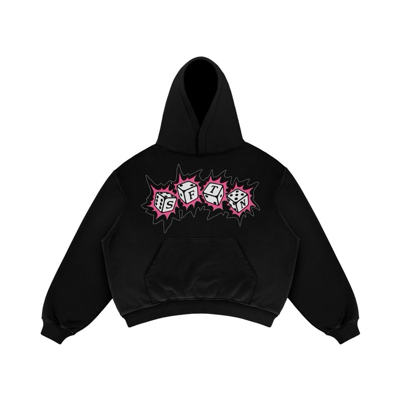 Satisfaction Hoodie Boxy 375GSM - DICE Puff Black_