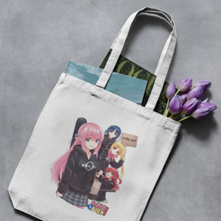 กระเป๋าโท้ท ผ้าแคนวาส ลายการ์ตูนอนิเมะ bocchi the rock tote bag bocchi the rock Totebag สําหรับของที่ระลึก 4